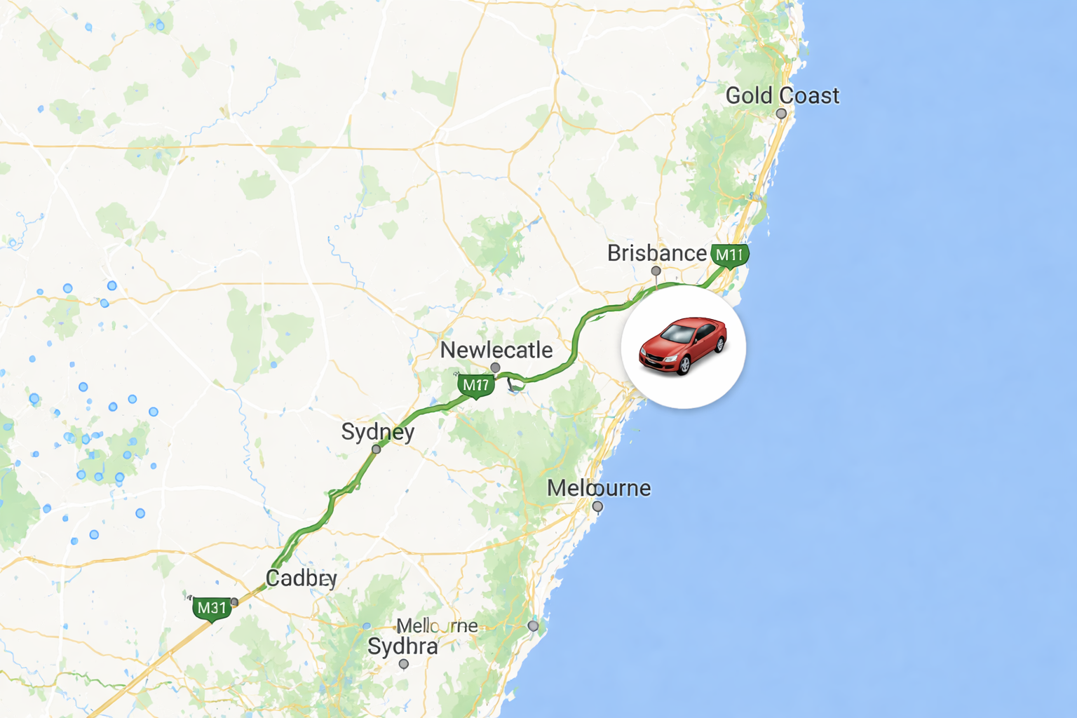 Fleet GPS tracking map showing vehicle location
