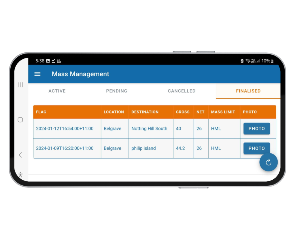 Finalised mass management trip list on mobile